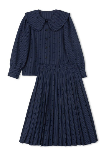 Velvette Label Blue Pinstripe Bow Set (EF349/350)