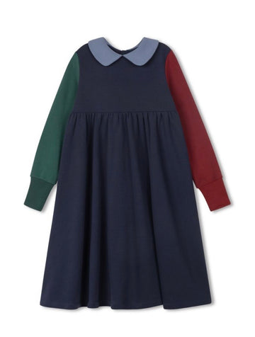 Velvette Label Peter Pan Colorblock Dress (EF361)