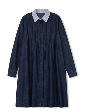 Velvette Label Denim Striped Collar Dress (EF331)