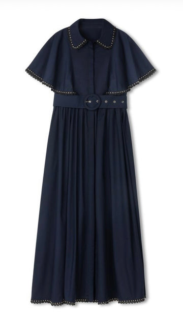 Daintti by Velvette Label Navy Scallop Trim Midi (EF340)