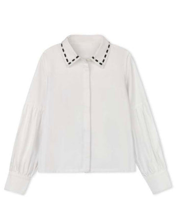 Daintti by Velvette Label White Ribbon Stitch Shirt (EF376)