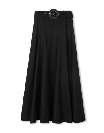 Velvette Label Black Belted Circle Skirt (EF371)