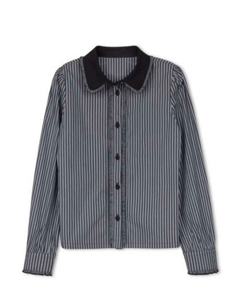 Daintti by Velvette Label Black Striped Blouse (EF367)