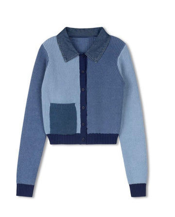 Daintti by Velvette Label Blue Color Block Sweater (EF369)