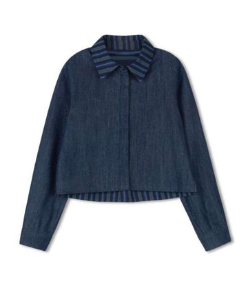 Daintti by Velvette Label Denim Crop Shirt (EF365)