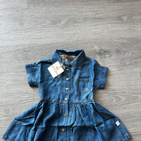 Phil and Phoebe Thin Denim Rust Stitching Waisted Dress Cedar