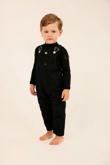 Little Parni Black Casual Mockneck Onesie (K713)
