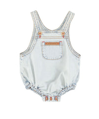 Piupiuchick Washed Light Blue Denim Baby Romper