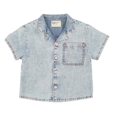 Piupiuchick Blue Light Denim Hawaiian Shirt