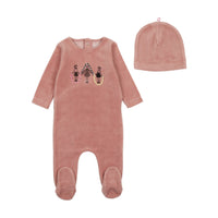 Bee & Dee Grapefruit Jumprope Velour Collection Footie with Beanie