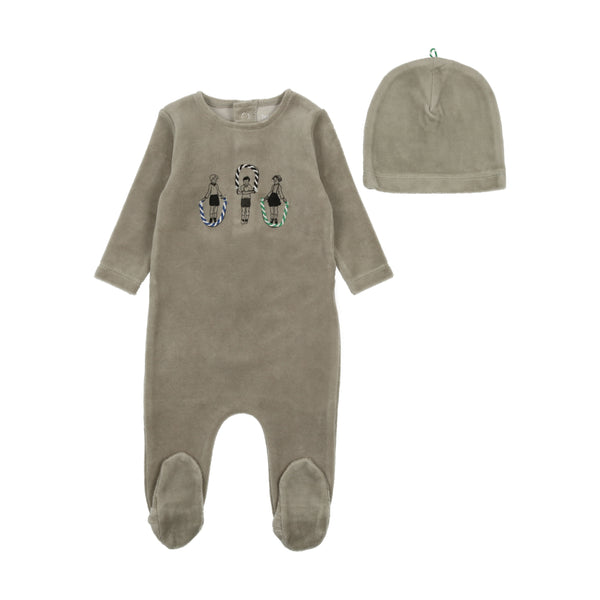 Bee & Dee Sage Jumprope Velour Collection Footie with Beanie