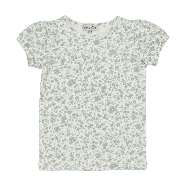 Kin + Kin Floral Green Girls Floral T-shirt