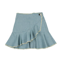 Kin + Kin Light Blue Denim Frayed Edge Skirt