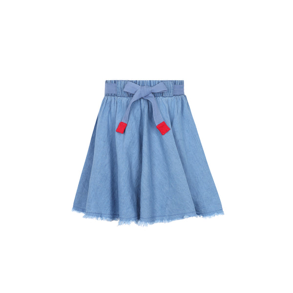 Parni Light Blue Denim Skirt With Drawstring (K230)