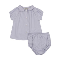 Kin + Kin sky blue Girls peter pan collar shirt + bloomer set (K252)