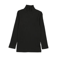Kin And Kin Black Ribbed Mockneck (For Robe) (K316)