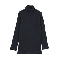 Kin And Kin Navy Ribbed Mockneck (For Robe) (K316)