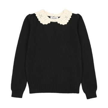 Kin And Kin Black Peter Pan Collar Knit Sweater (K321)