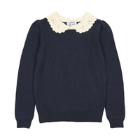 Kin And Kin Navy Peter Pan Collar Knit Sweater (K321)
