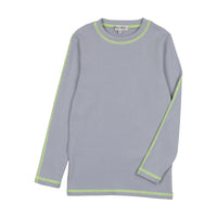 Kin + Kin Powder Blue & Neon Green Thread Girls Full Sleeve T-Shirt