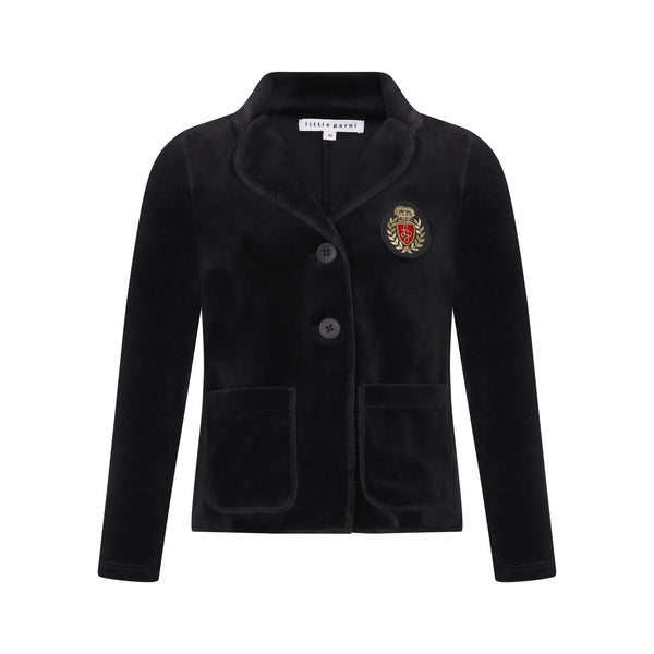 Little Parni Black Velour Blazer  (K446)