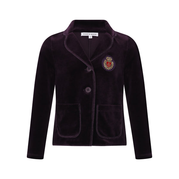 Little Parni Plum Velour Blazer  (K446)