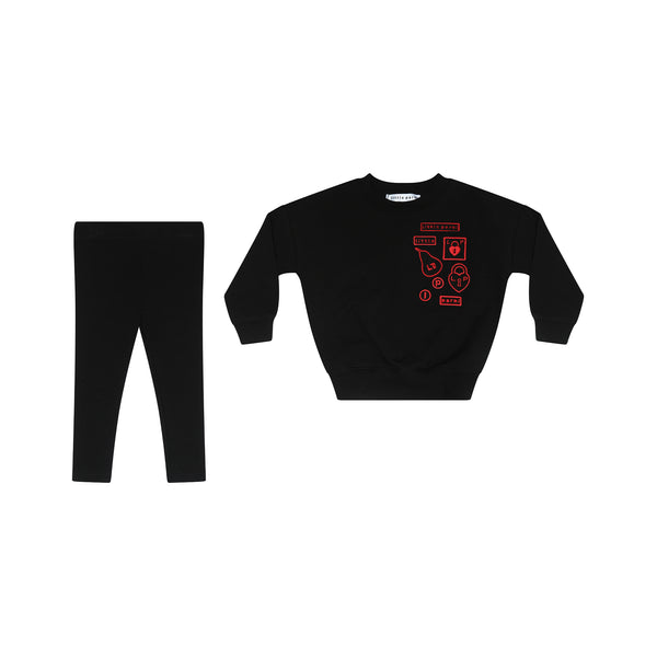 Little Parni Black Baby Multipatch Sweatshirt W Leggings (K467)