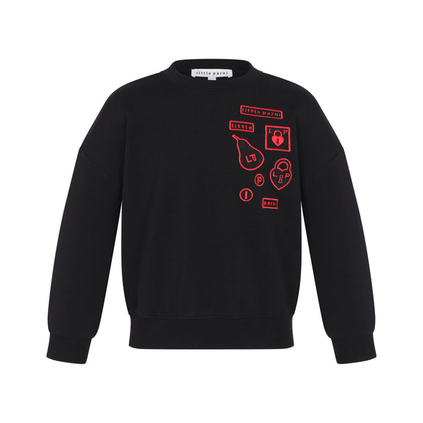 Little Parni Black Multipatch Sweatshirt (K468)