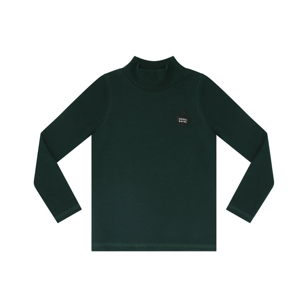 Little Parni Green Solid Mockneck With Heart Logo (K470)