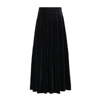 Little Parni Black Velour Pleated Maxi Skirt (K594)