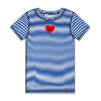 Little Parni Royal Blue/White Striped Tshirt - Short Sleeves (K621)