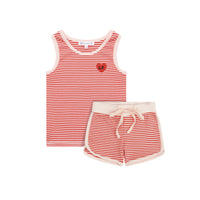 Little Parni Coral/Pink Striped Tank Set (K627)
