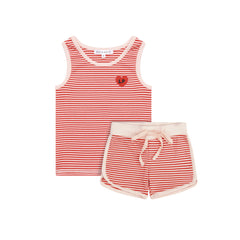 Little Parni Coral/Pink Striped Tank Set (K627)