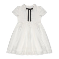 Little Parni Evening Bow Dress - Short Sleeves - White (K629)