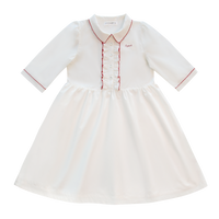 Little Parni White Pico Dress - Long Sleeves (K646)