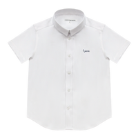 Little Parni White / Navy Boys White Shirt - Short Sleeve (K652)