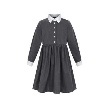Little Parni White Collared Dress - Grey [K681]