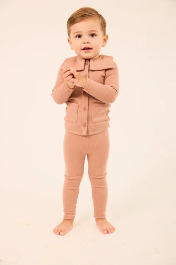 Little Parni Embroidered Collar Cardigan Set - Pink [K694]