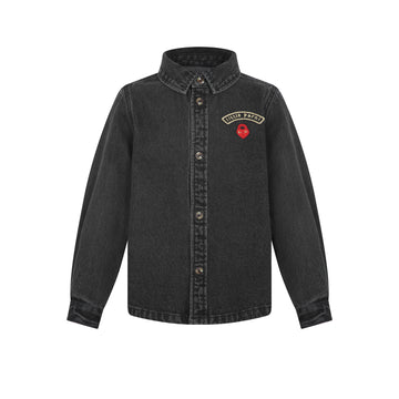 Little Parni Embroidered Patch Denim Shirt - Black Denim [K697]