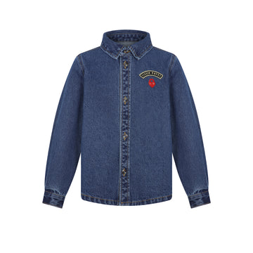 Little Parni Embroidered Patch Denim Shirt - Blue Denim [K697]