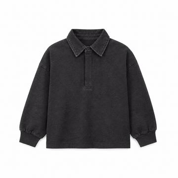 Little Parni Boys Denim Collar Polo - Grey [K700]