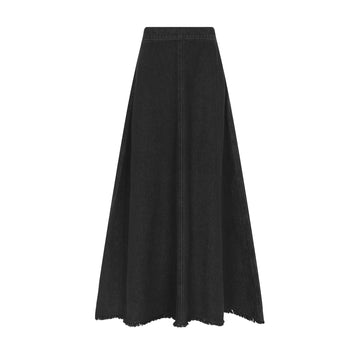 Little Parni Teen Frayed Hem Denim Skirt - Black Denim [K703]