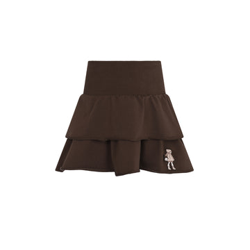 Little Parni LP Doll Patch Tiered Skirt - Brown [K708]