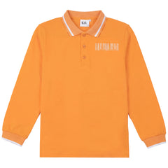 Kix Orange Barcode Print Ls Polo K7218