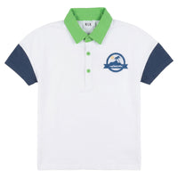 Kix White/Green/Navy Color Block Polo K7254