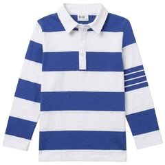 Kix Blue/White Multi Stripe Ls Polo K7256