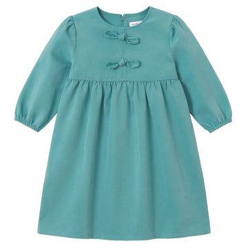 Kix Teal Bow Detail Denim Dress K7414