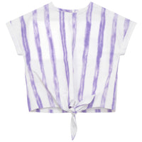 Kix White/Grape Striped Denim Tie Shirt K7438
