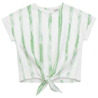 Kix White/Green Striped Denim Tie Shirt K7438