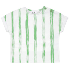 Kix White/Green Striped Denim Toddler Shirt K7626